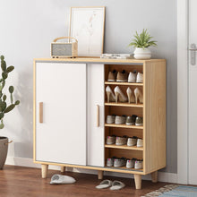 Load image into Gallery viewer, Solid wood multi-layer sliding door household storage shoe cabinet