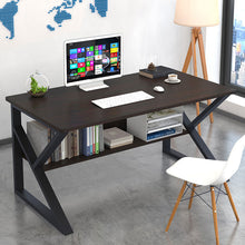 Load image into Gallery viewer, Office Study Writing Table With Steel Storage Frame,Black walnut