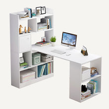 Load image into Gallery viewer, Corner Home Office Computer Workstation Table With Bookshelf