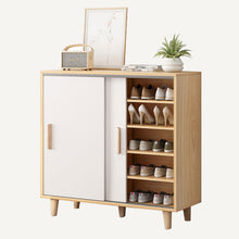 Load image into Gallery viewer, Solid wood multi-layer sliding door household storage shoe cabinet