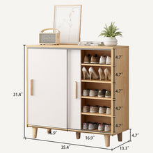 Load image into Gallery viewer, Solid wood multi-layer sliding door household storage shoe cabinet