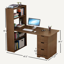 Load image into Gallery viewer, Wooden Corner Desk With Storage Bookshelf-Black Oak