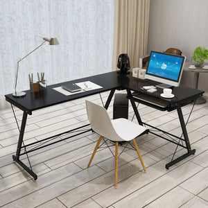 L-Shaped Desk Corner Computer Desk Workstation with Keyboard Tray