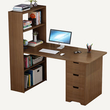 Load image into Gallery viewer, Wooden Corner Desk With Storage Bookshelf-Black Oak
