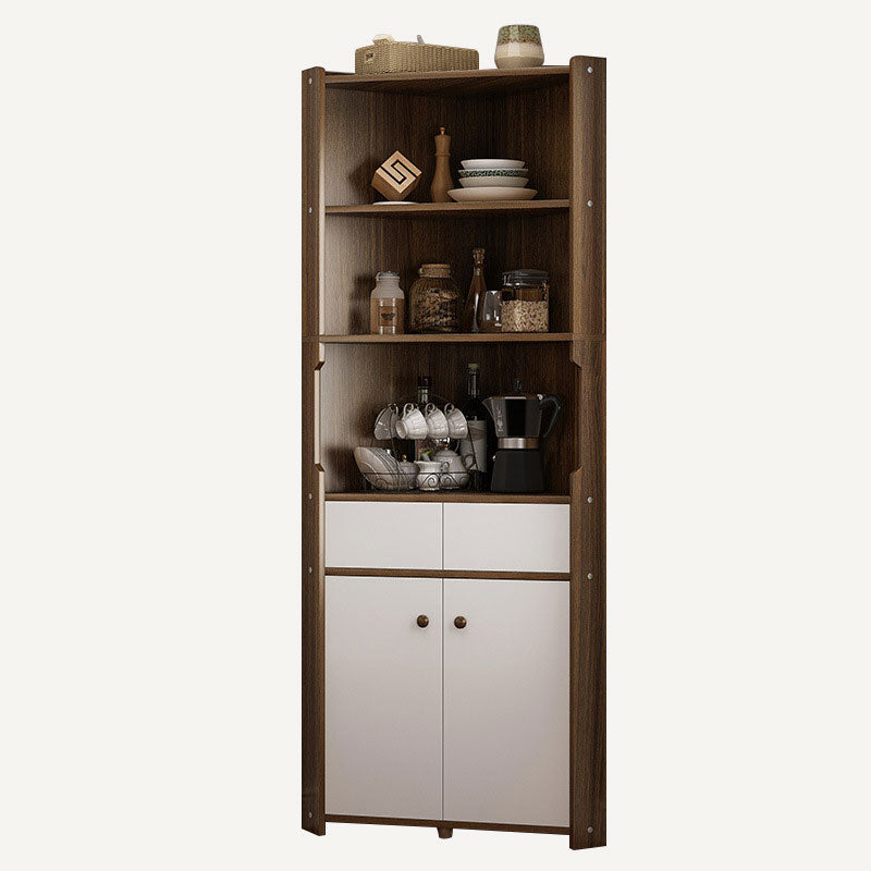 Free Standing Tall Floor Corner Cabinet With  Three Tier Shelves