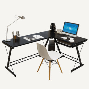 L-Shaped Desk Corner Computer Desk Workstation with Keyboard Tray