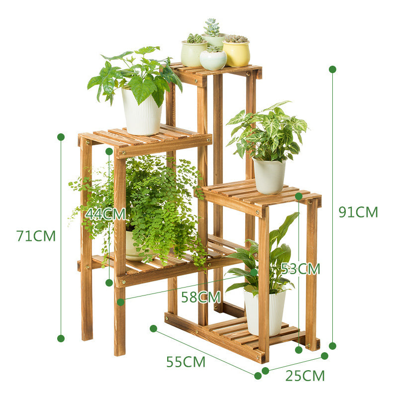 Indoor and outdoor solid wood multilayer corner decorative plant stand